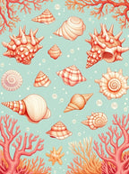 Ocean Coral And Seashell Pattern Rug