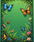 Vibrant Butterfly Garden Nature Pattern Rug