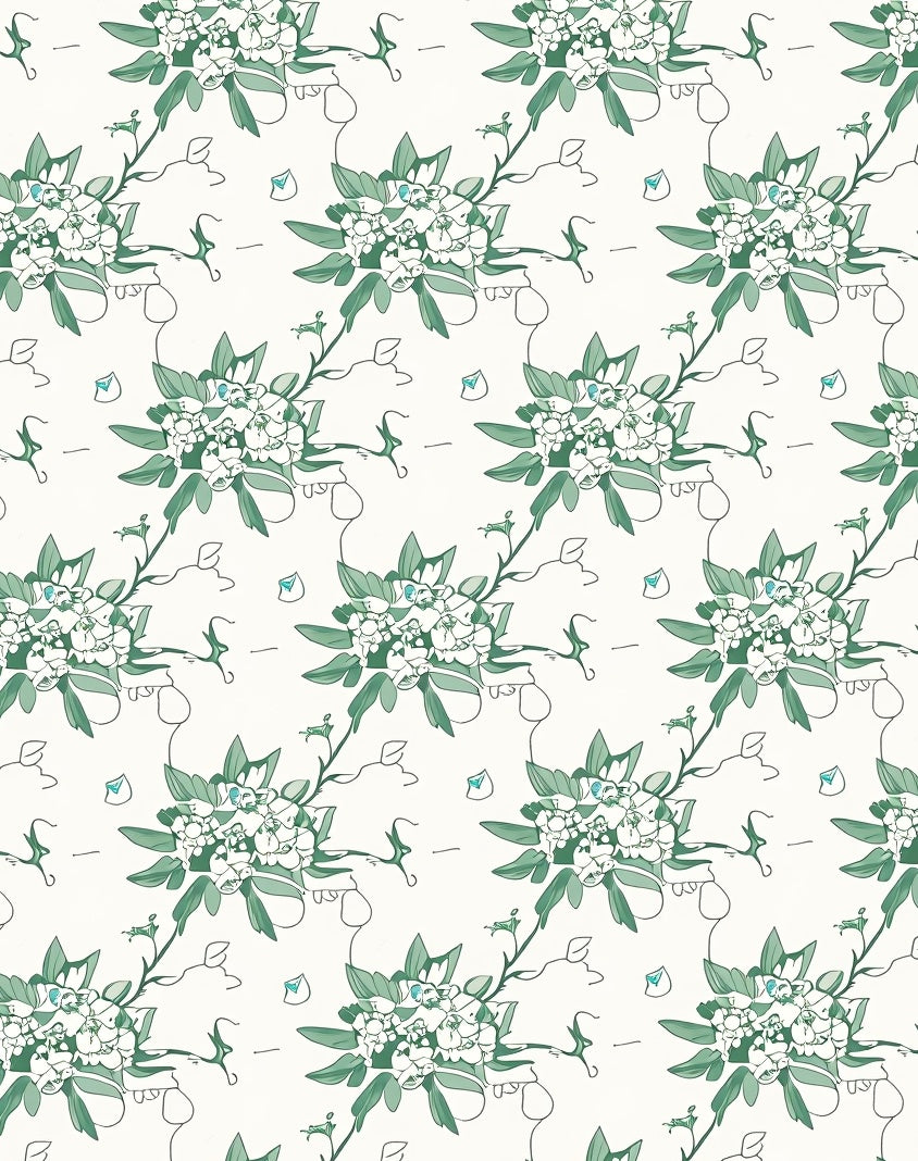 Delicate Floral Vines Botanical Design Rug