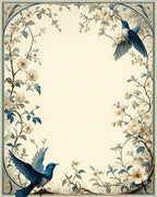 Blue Birds Floral Art Nouveau Rug