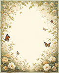 Delicate Floral Butterflies Garden Design Rug