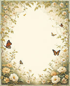 Delicate Floral Butterflies Garden Design Rug