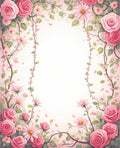 Whimsical Pink Floral Vine Arrangement Rug