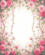 Whimsical Pink Floral Vine Arrangement Rug
