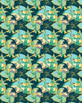 Teal And Gold Abstract Organic Pattern Rug