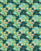 Teal And Gold Abstract Organic Pattern Rug