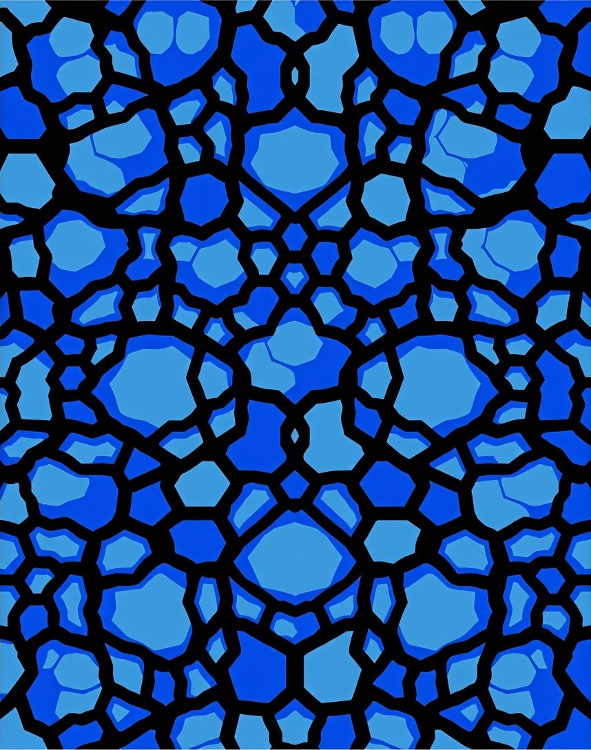 Deep Blue Geometric Organic Overlay Rug