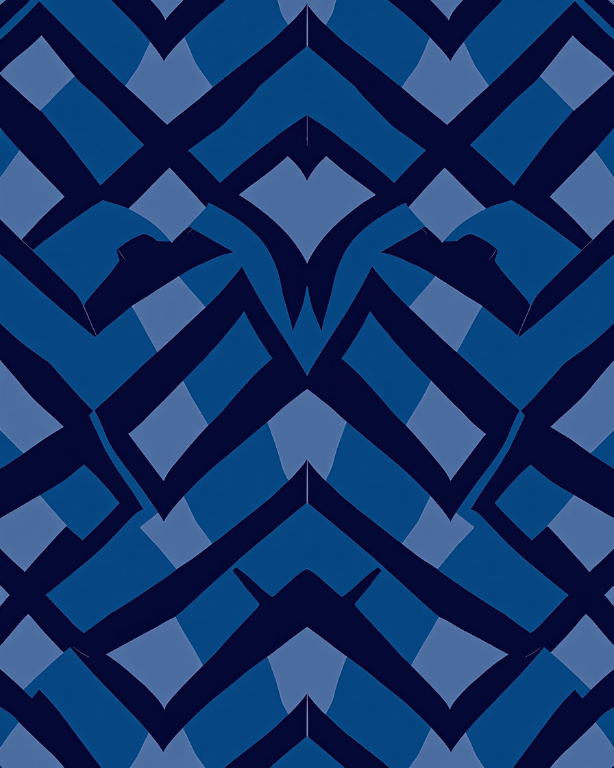 Abstract Indigo Geometric Pattern Rug