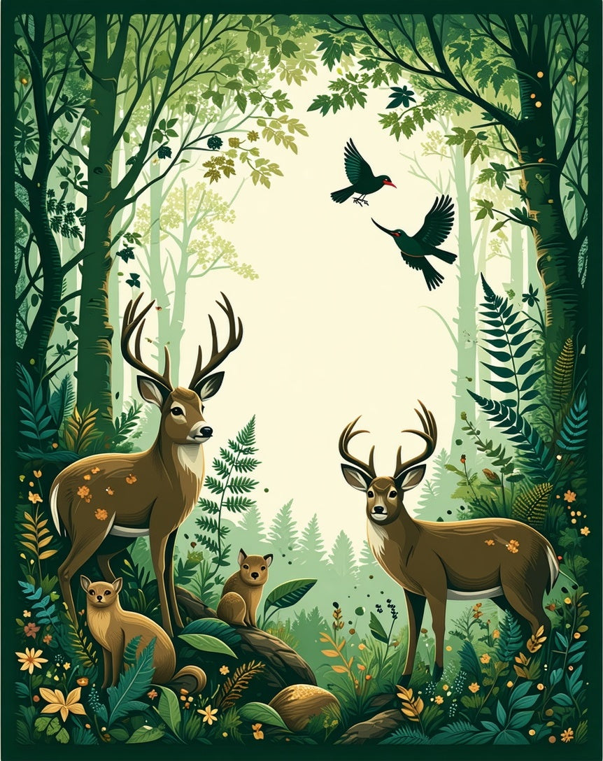 Enchanting Forest Wildlife Animals Rug