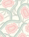 Abstract Blossom Swirls Pink Green Design Rug