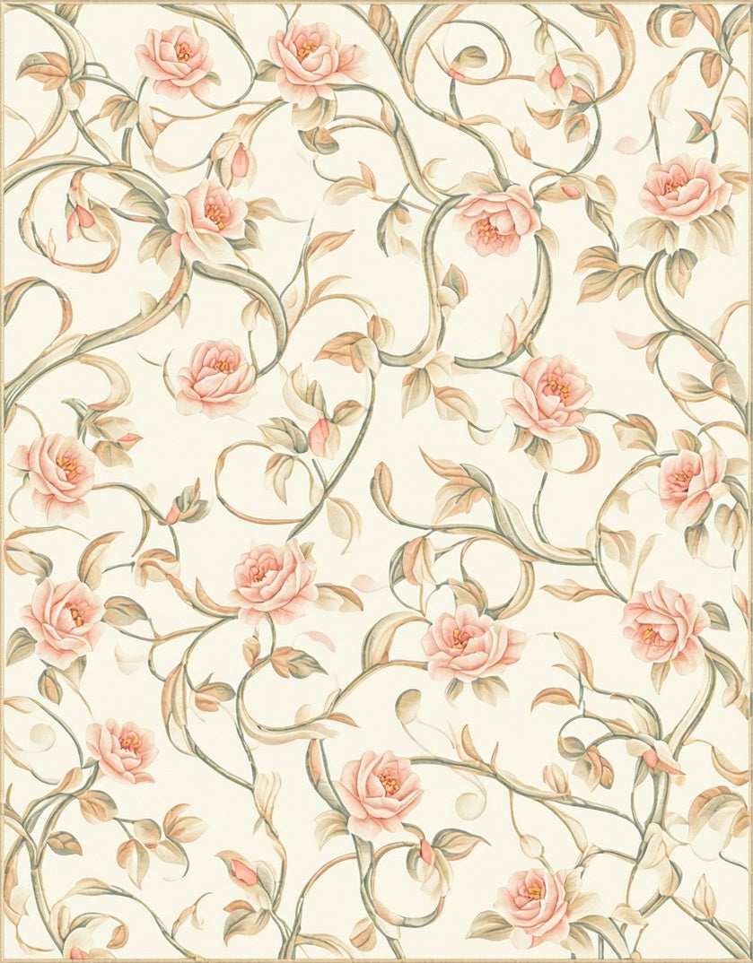 Vintage Floral Vine Pattern Rug
