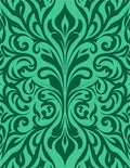 Emerald Green Floral Damask Rug