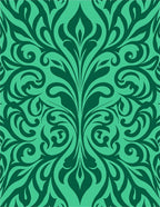 Emerald Green Floral Damask Rug