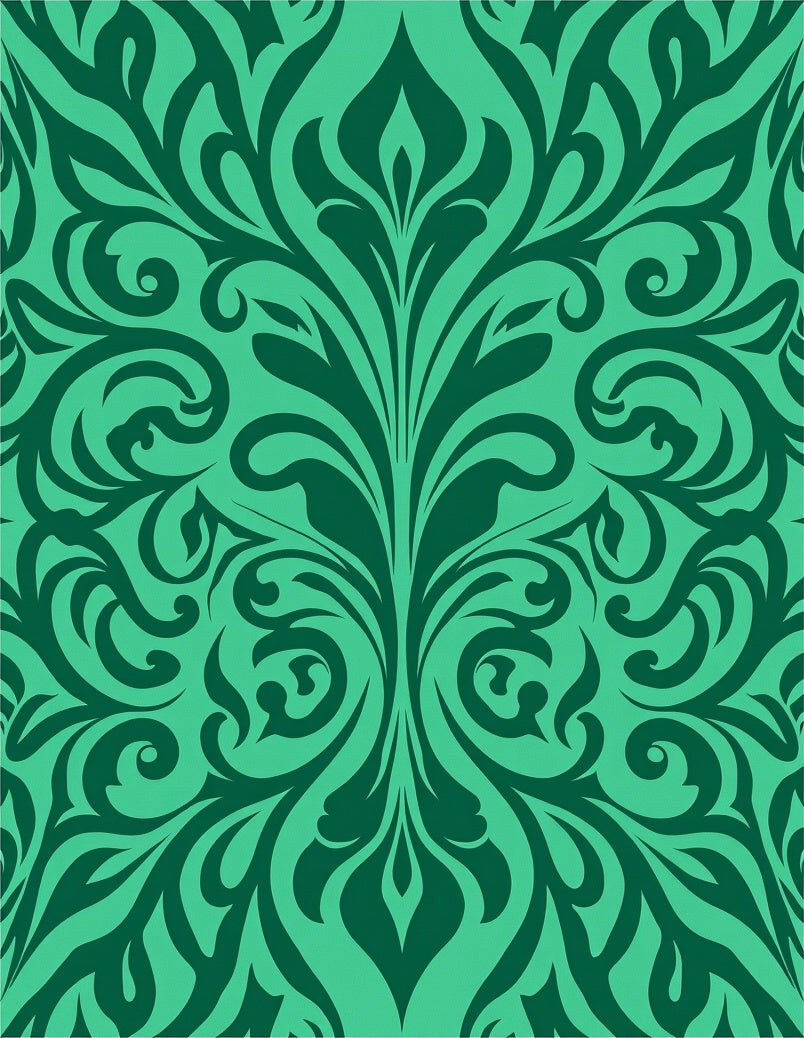Emerald Green Floral Damask Rug