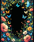 Vibrant Floral Butterfly Garden Pattern Rug