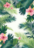 Vibrant Tropical Foliage And Hibiscus Design Rug