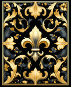 Regal Gold Black Fleur-de-lis Pattern Rug