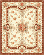 Ornate Floral Pattern With Cream Border Rug