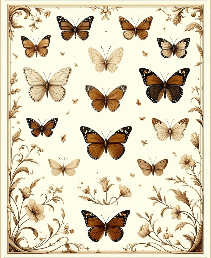 Nature Butterfly Patterned Design Rug