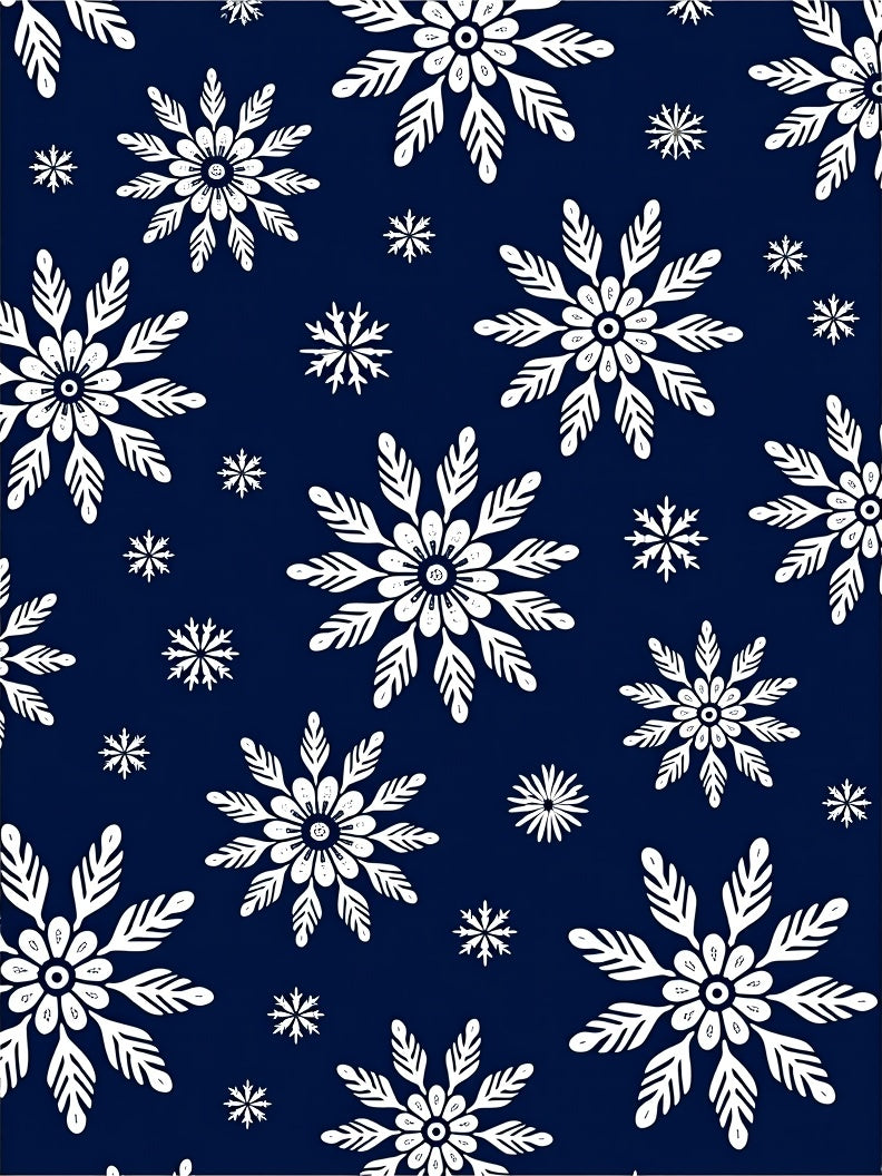 Classic White Snowflake Navy Night Rug