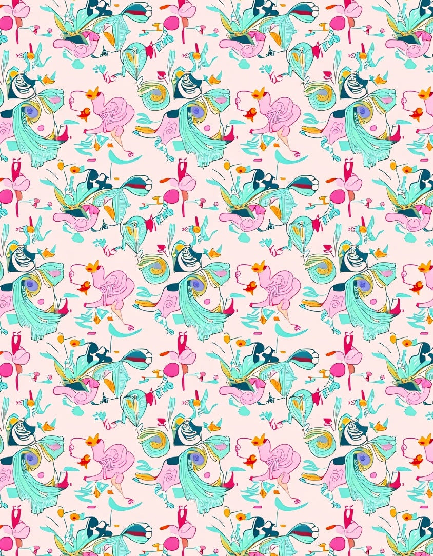 Playful Abstract Floral Pattern Rug