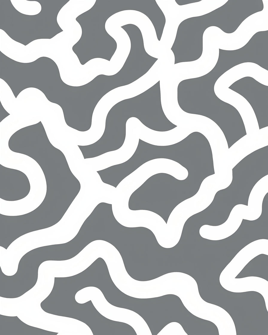 Abstract White Swirls on Gray Background Rug