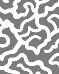 Abstract White Swirls on Gray Background Rug