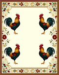 Rooster Floral Border Design Rug