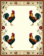 Rooster Floral Border Design Rug