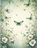 Whimsical Green Butterflies and Flowers Rug
