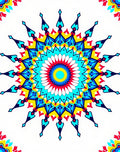 Radiant Sunburst Mandala Blue Yellow Red Rug