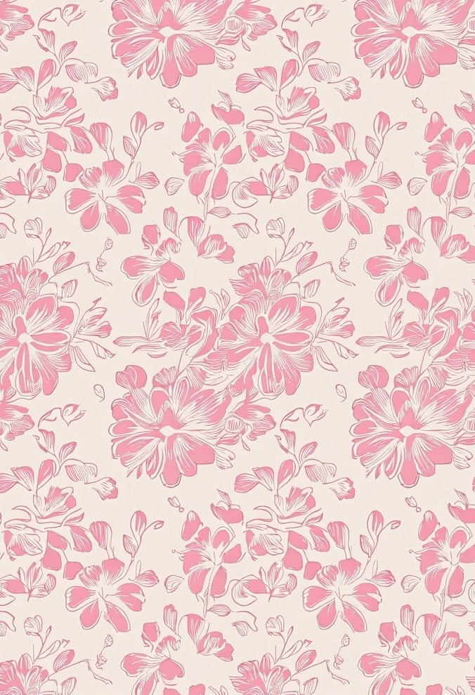 Pink Floral Sketch Pattern Rug