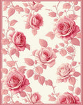 Pink Rose Floral Garden Print Rug