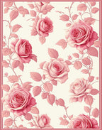 Pink Rose Floral Garden Print Rug