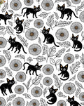 Black Cats Daisies Patterned Rug