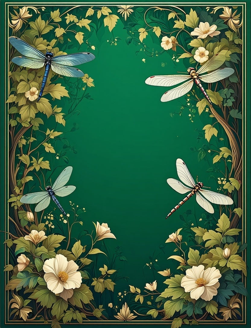 Dragonfly Floral Art Nouveau Design Rug