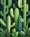 Green Desert Cactus Pattern Design Rug