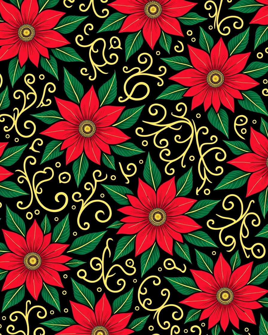 Crimson Floral Swirl Foliage Rug