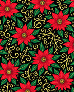 Crimson Floral Swirl Foliage Rug