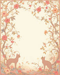 Whimsical Floral Cat Vine Pattern Rug