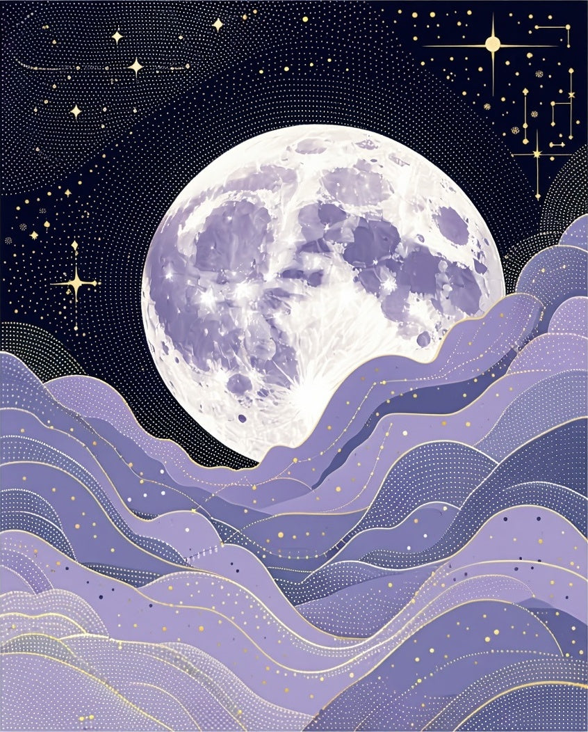 Whimsical Moon Wave Pattern Rug