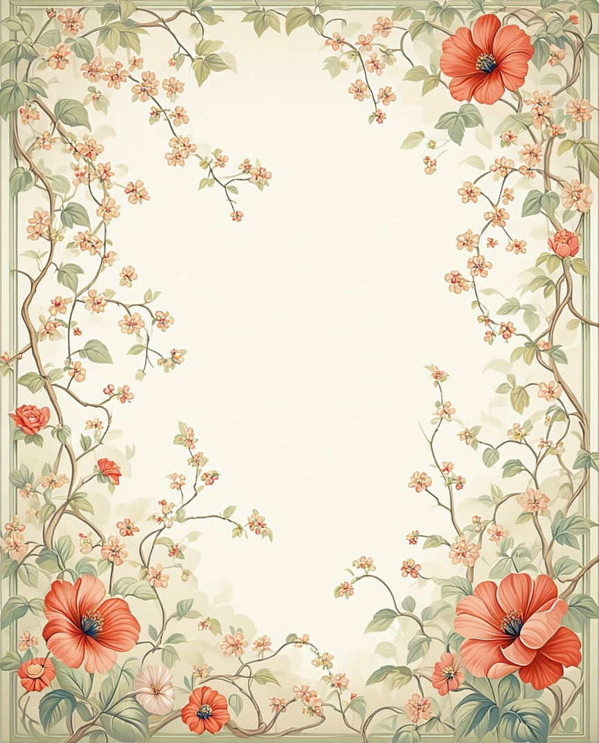 Vintage Floral Vine Garden Pattern Rug