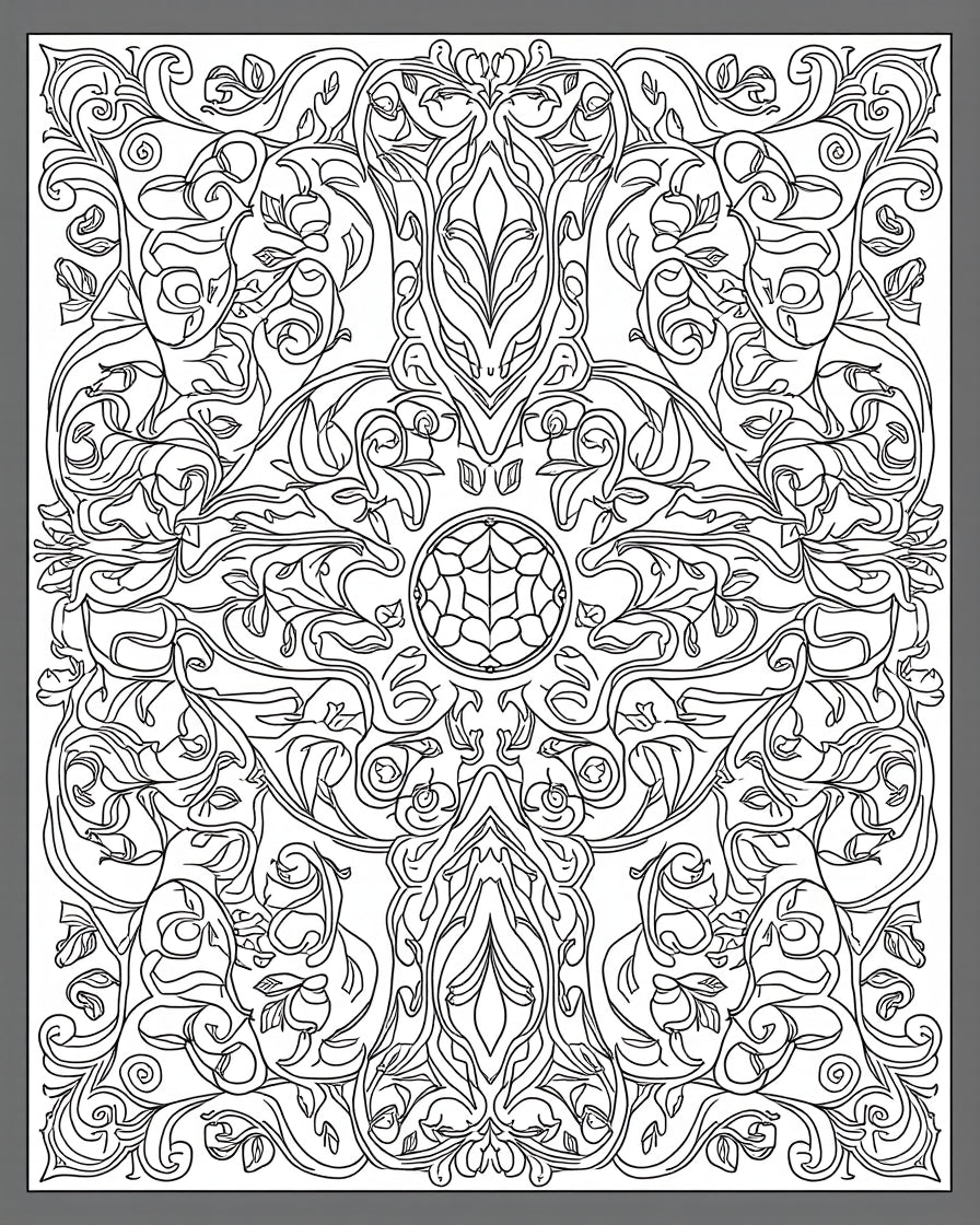 Art Nouveau Floral Scrollwork Rug