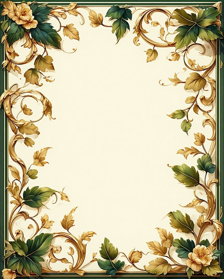 Gilded Foliage Scroll Floral Pattern Rug