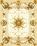Ornate Gold Floral Medallion Rug