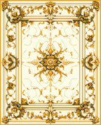 Ornate Gold Floral Medallion Rug