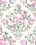 Pink Green Floral Damask Style Design Rug