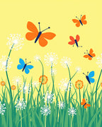 Whimsical Butterflies Floral Field Pattern Rug
