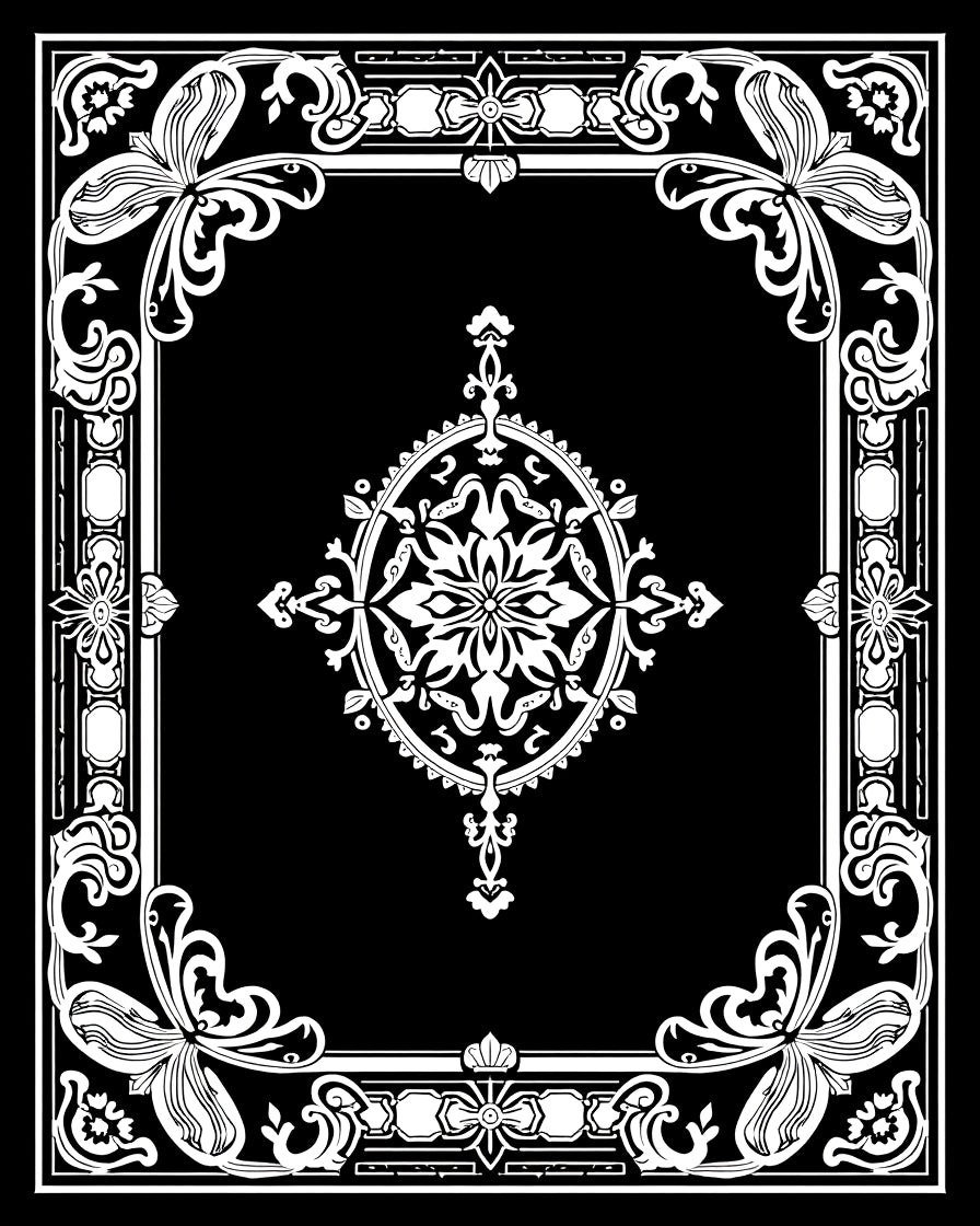 Ornate Floral Border Design Rug