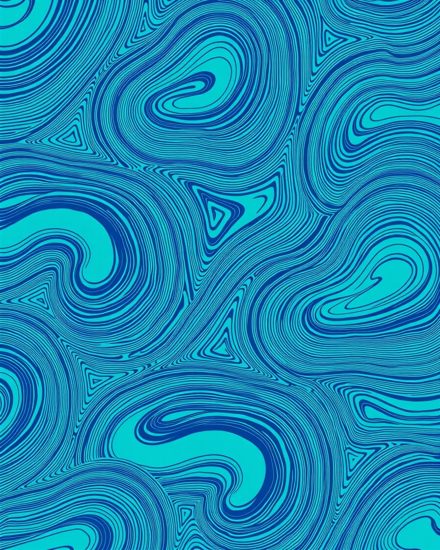 Abstract Swirls Teal Blue Ripples Rug